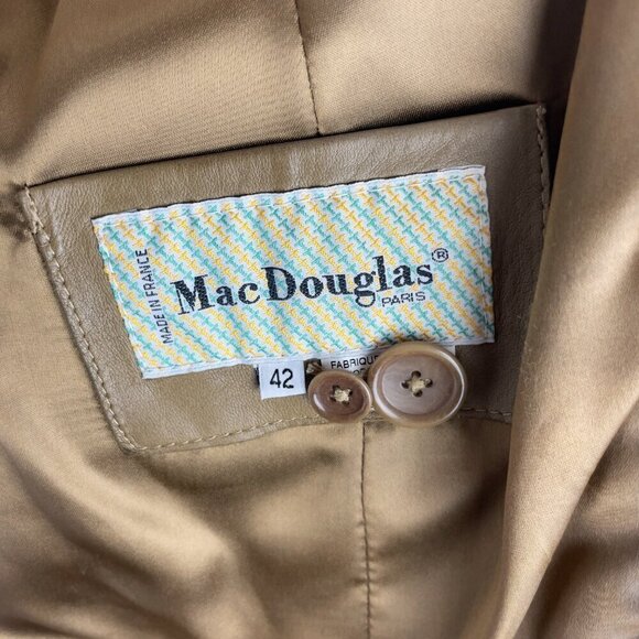MACDOUGLAS 70’s VTG French Luxury Beige Lamb Soft Leather Blazer Jacket S - Picture 6 of 15